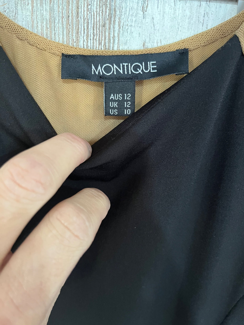 Montique Black And Tan Studded Evening Gown size 12 - Image 2