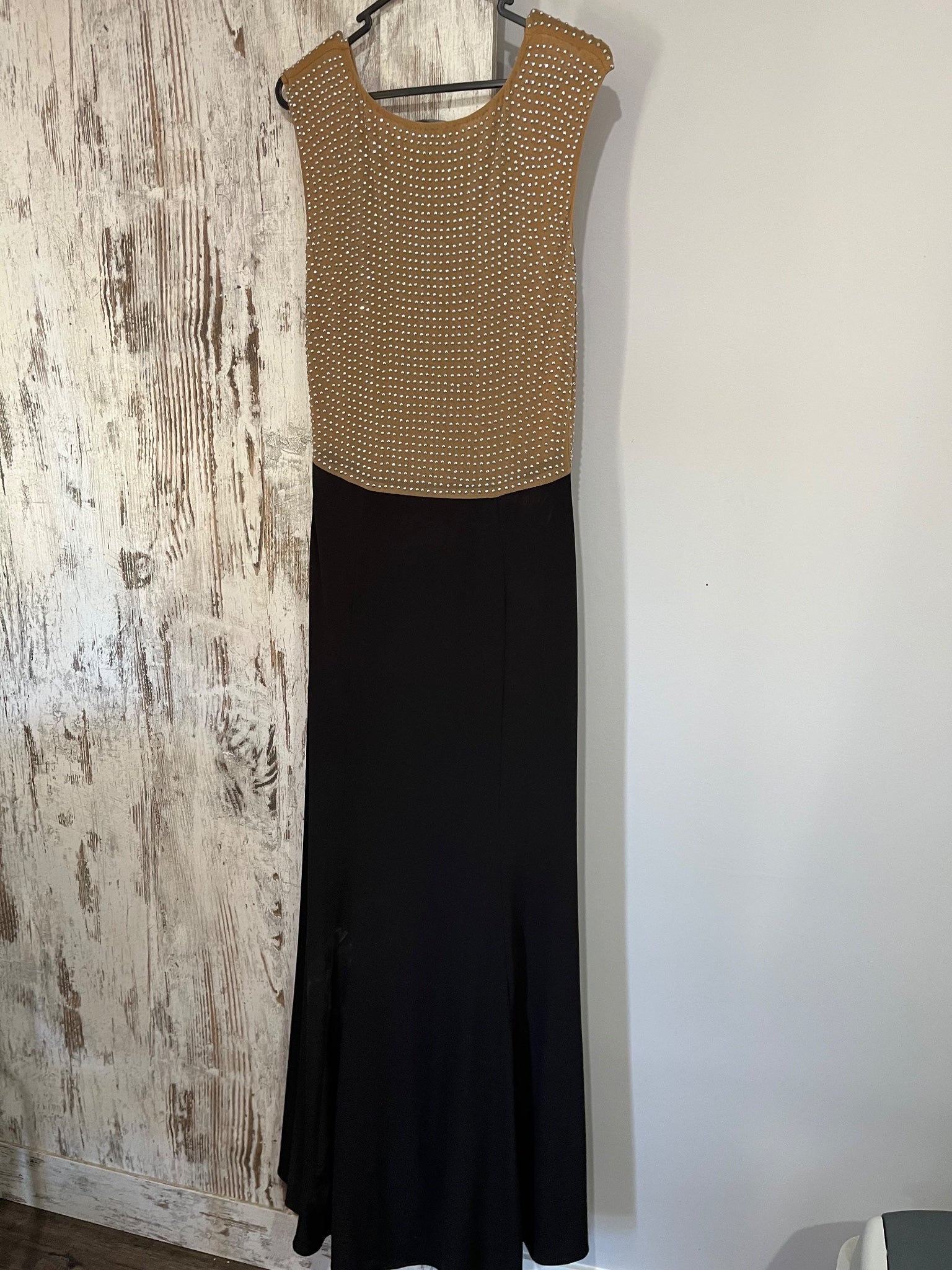 Montique Black And Tan Studded Evening Gown size 12 - Image 3