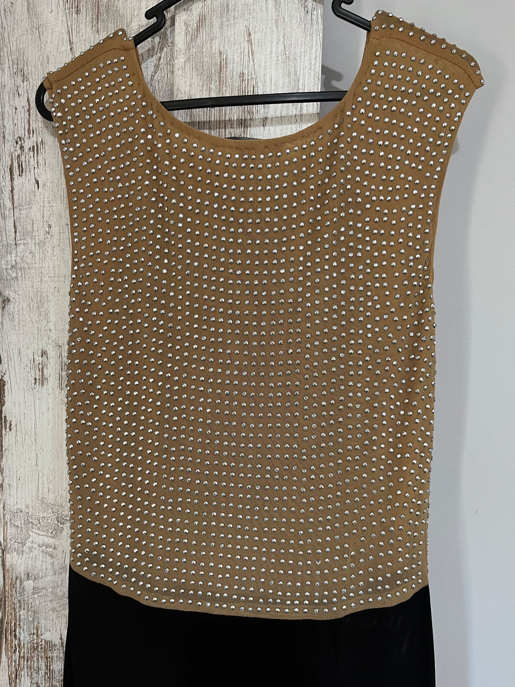Montique Black And Tan Studded Evening Gown size 12 - Image 4