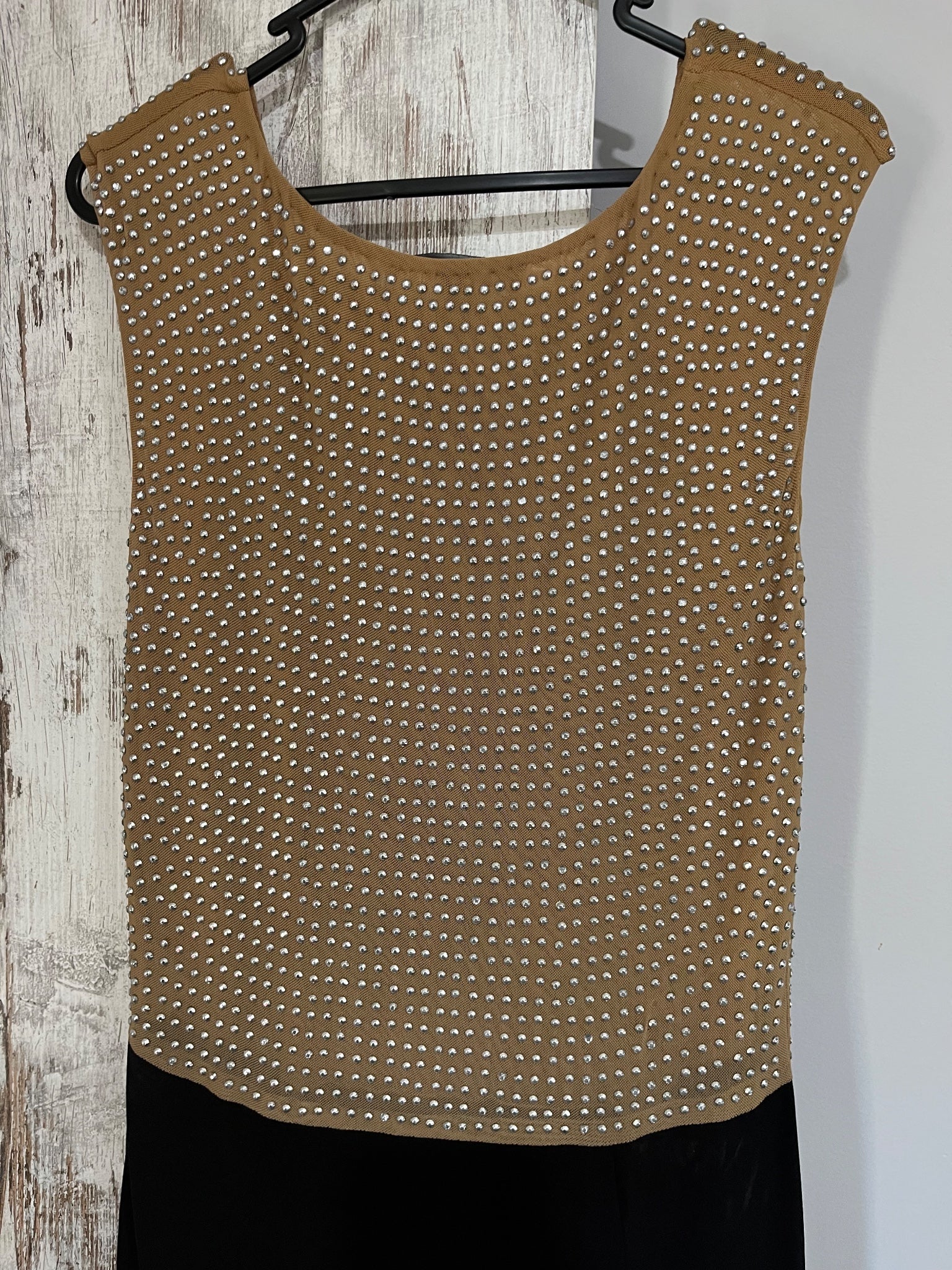 Montique Black And Tan Studded Evening Gown size 12 - Image 4