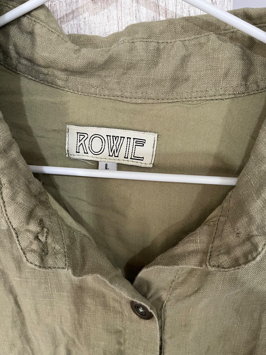 Rowie Olive Green Linen Button-Down Mini Dress - Image 2