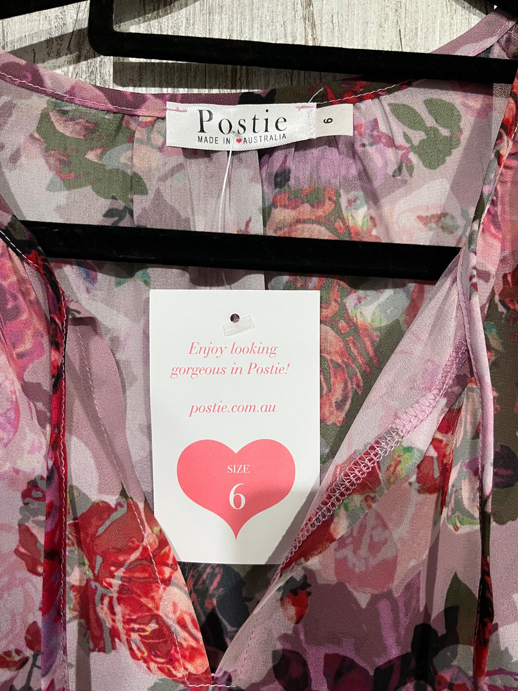 Postie Floral Print Sheer Blouse Size 6 - Image 3
