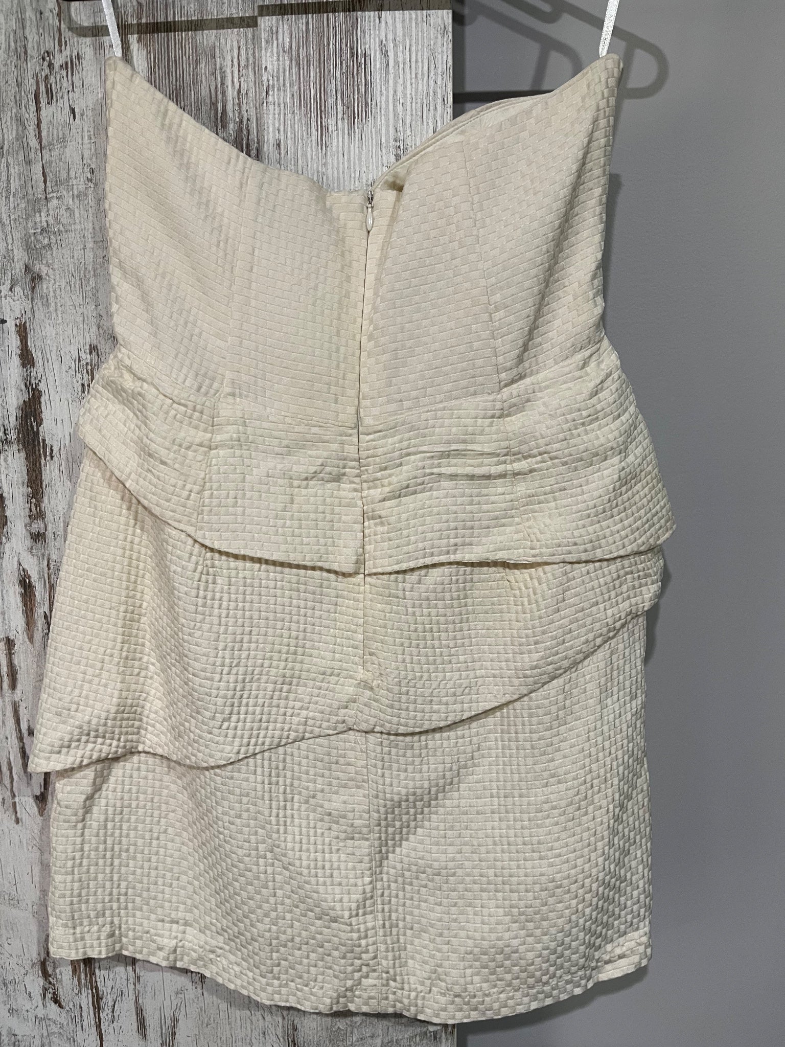 Zimmermann Strapless Textured Peplum Mini Dress Cream Size 3 - Image 3