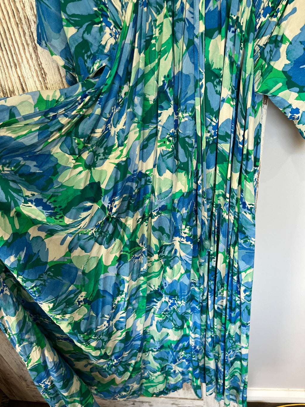 Haven Blue And Green Floral Kaftan Maxi Dress - Image 3