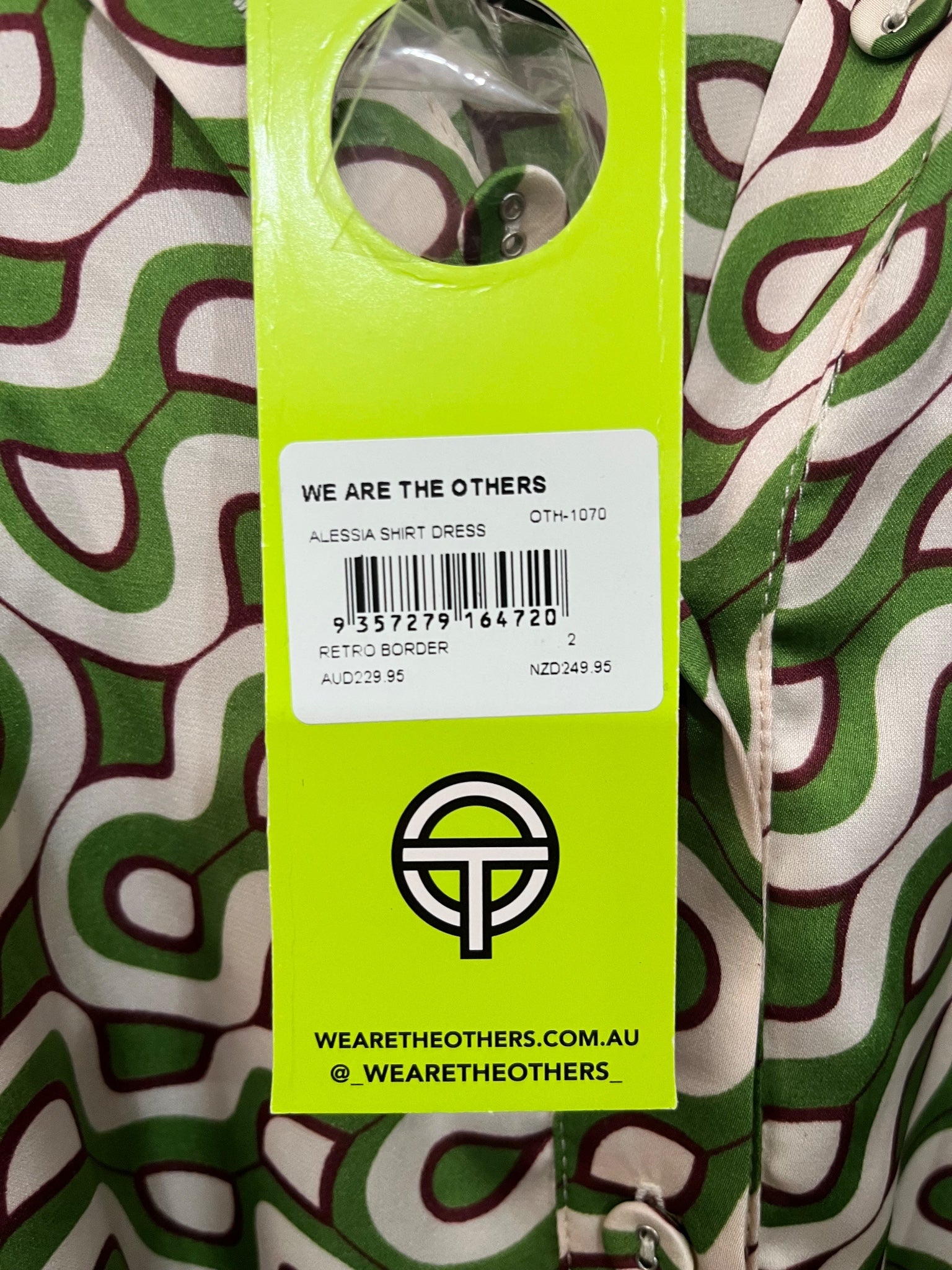 We Are The Others Alessia Geometric Print Shirt Dress Green Size 2 - Image 3