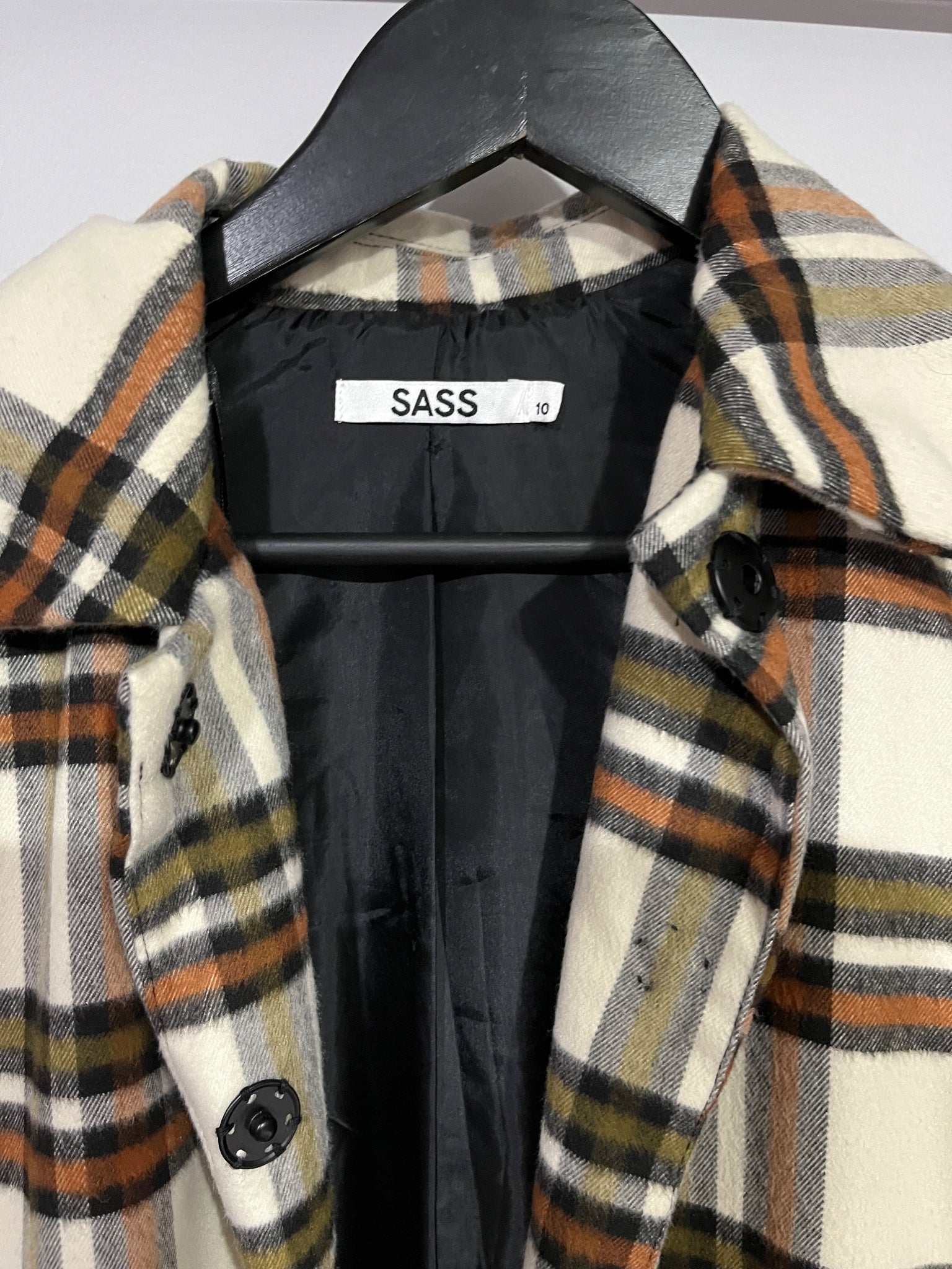 Sass Women's Plaid Longline Coat With Balloon Sleeves - Image 3