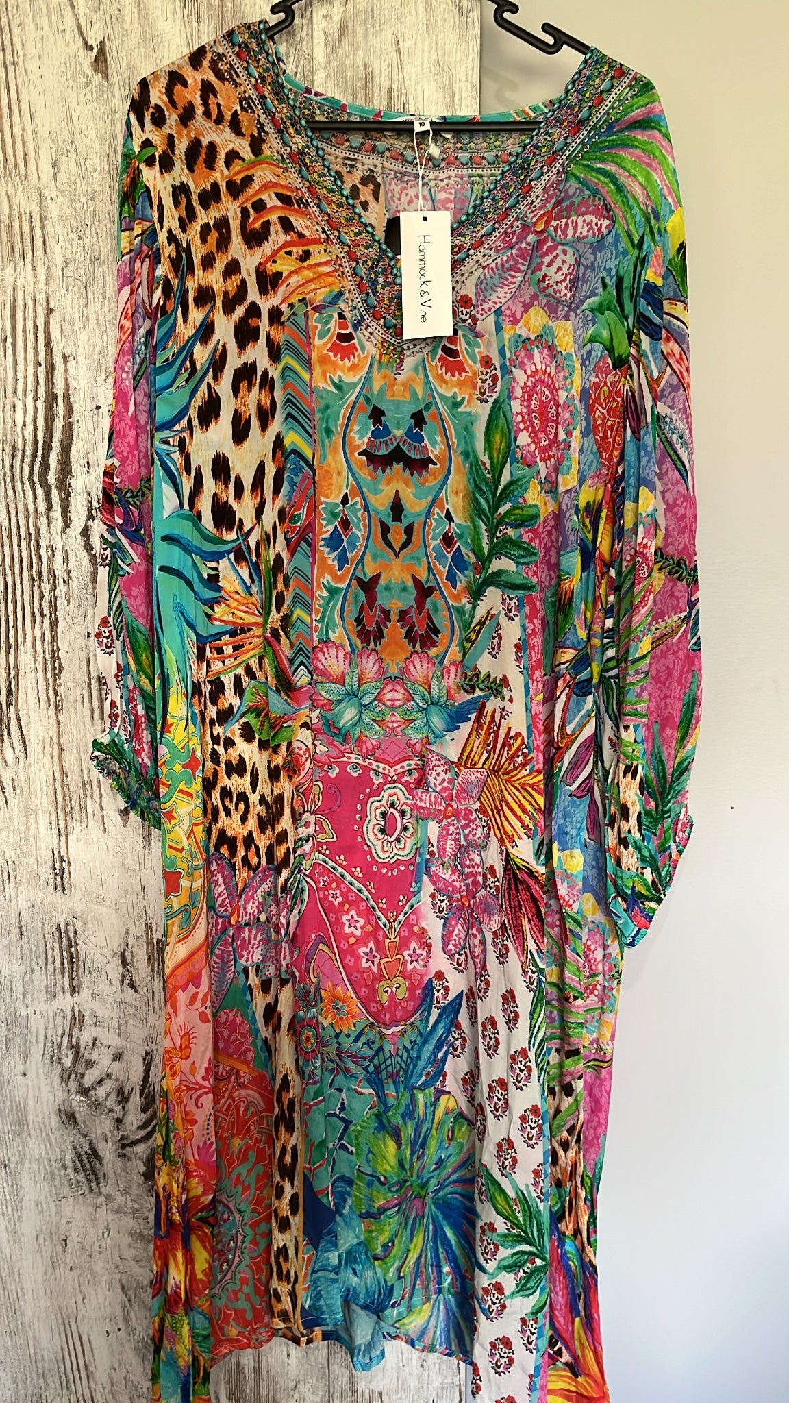 Hammock & Vine Vibrant Multi-Print Kaftan Dress Size 10 - Image 1