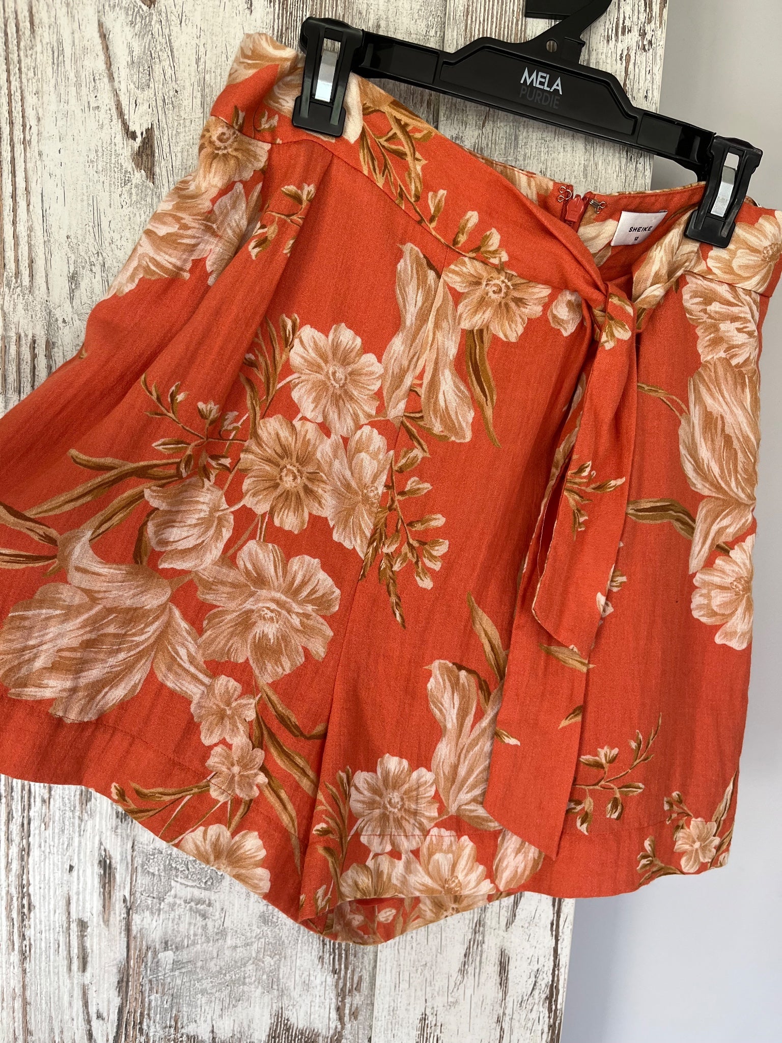 Sheike Orange Floral Tie Waist Short Size 12 - Image 3