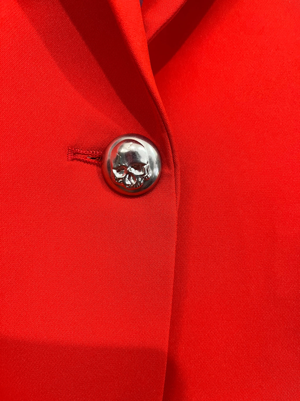 We Are The Others -Women's Red and Pink Colorblock Blazer with Skull Buttons - Image 3