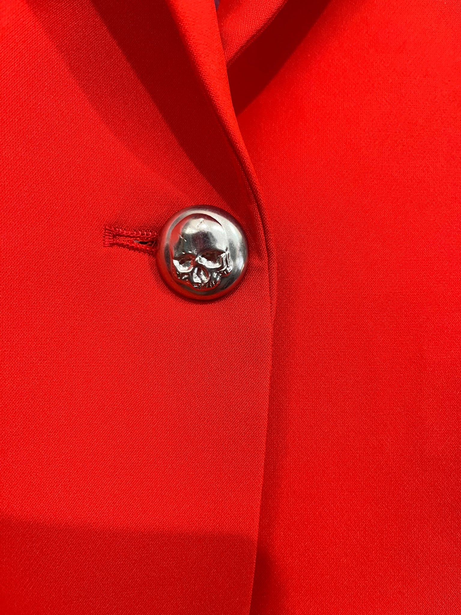 We Are The Others -Women's Red and Pink Colorblock Blazer with Skull Buttons - Image 3