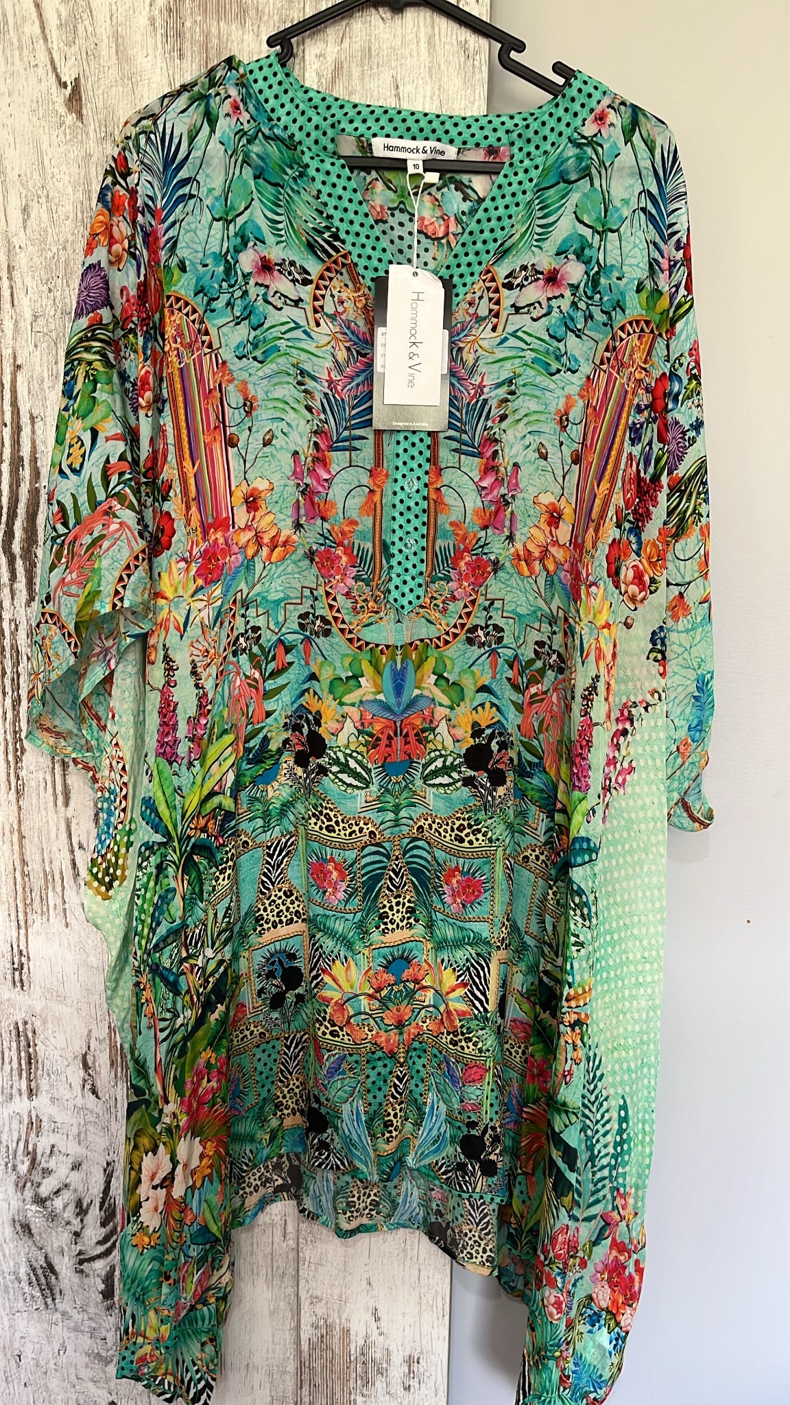 Hammock & Vine Floral Print Kaftan Tunic Top Size 10 - Image 3