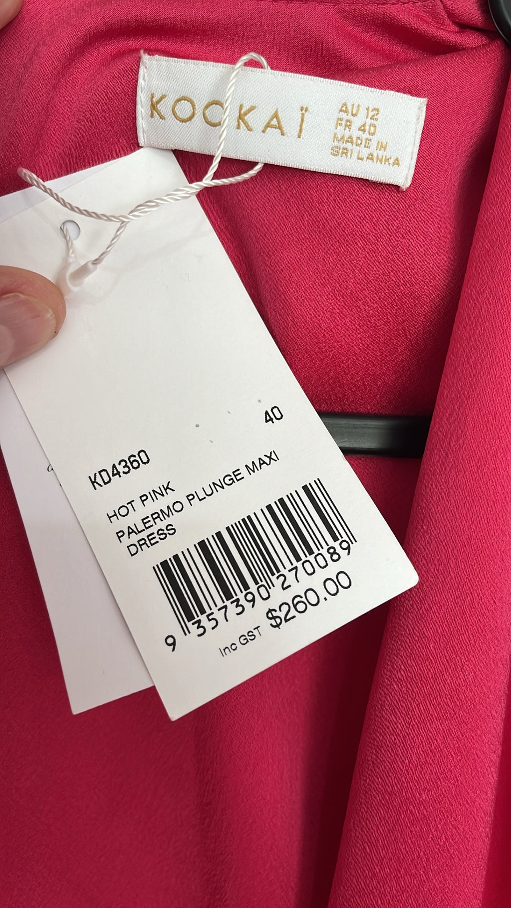 KOOKAÏ Palermo Plunge Maxi Dress Hot Pink Size 12 - Image 3