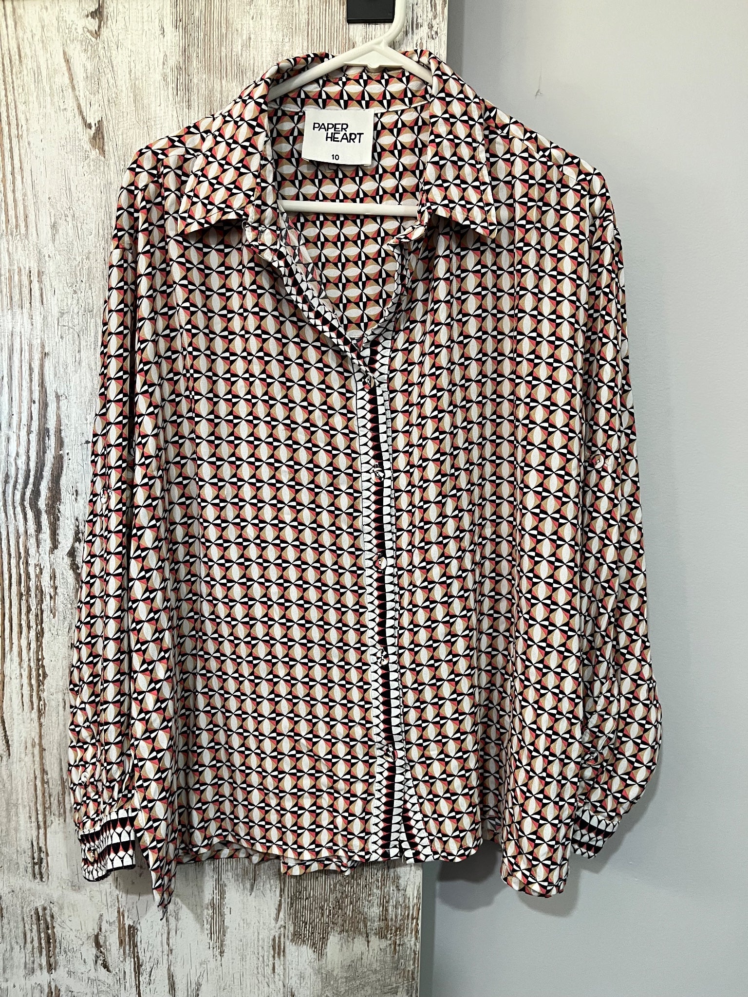 Paper Heart Geometric Print Matching Shirt and Pants Set Size 10 - Image 4