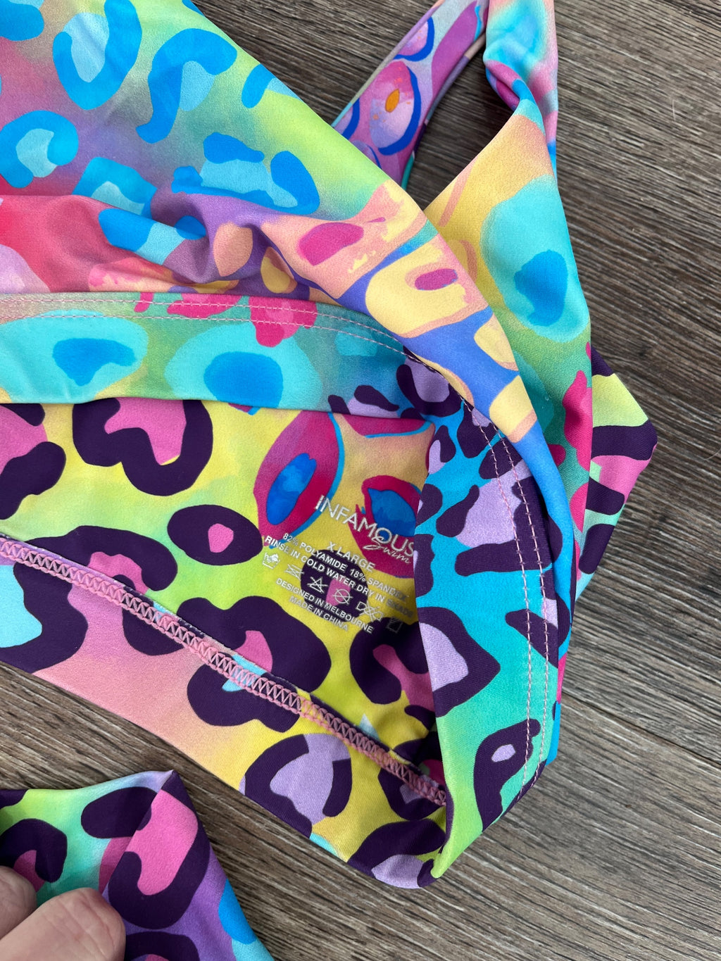 INFAMOUS Neon Rainbow Leopard Print Bikini Set - Image 3