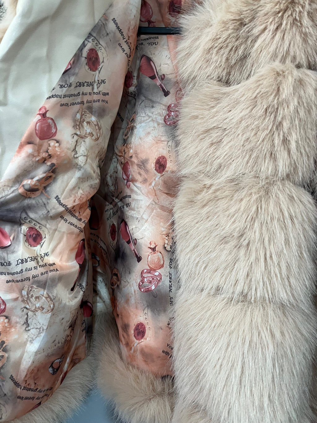 Women's Beige Faux Fur Shaggy Tiered Jacket - Image 3