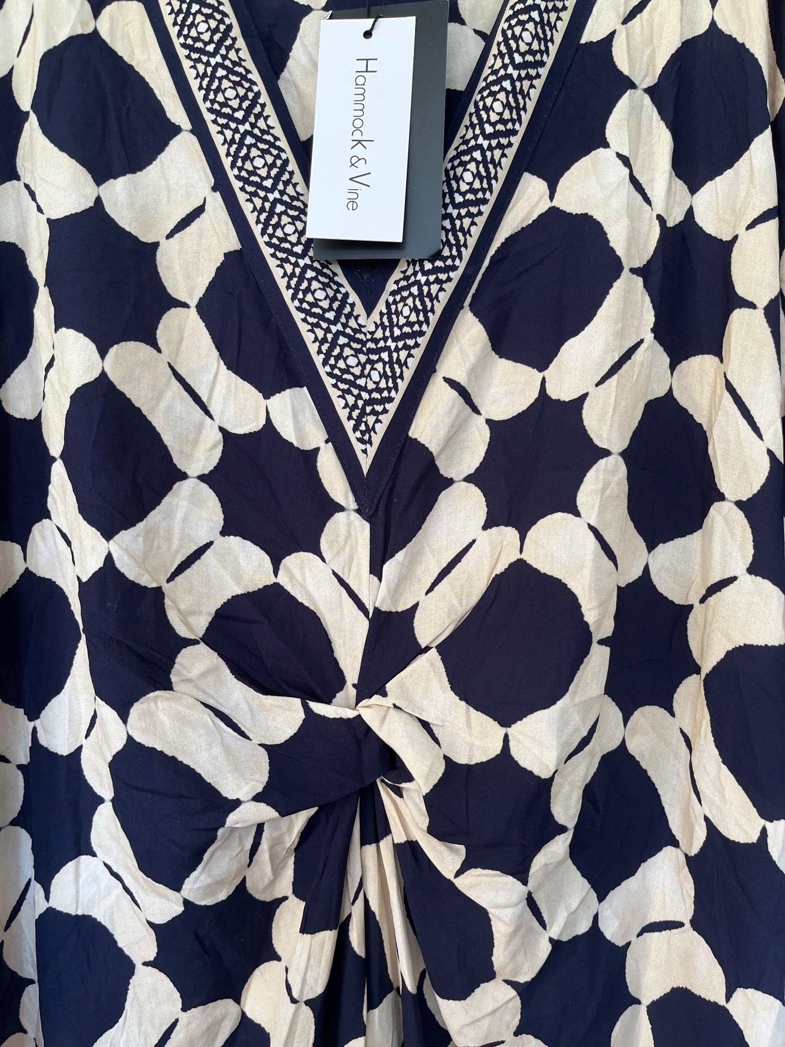 Hammock & Vine Geometric Print V-Neck Kaftan Dress Size S - Image 3
