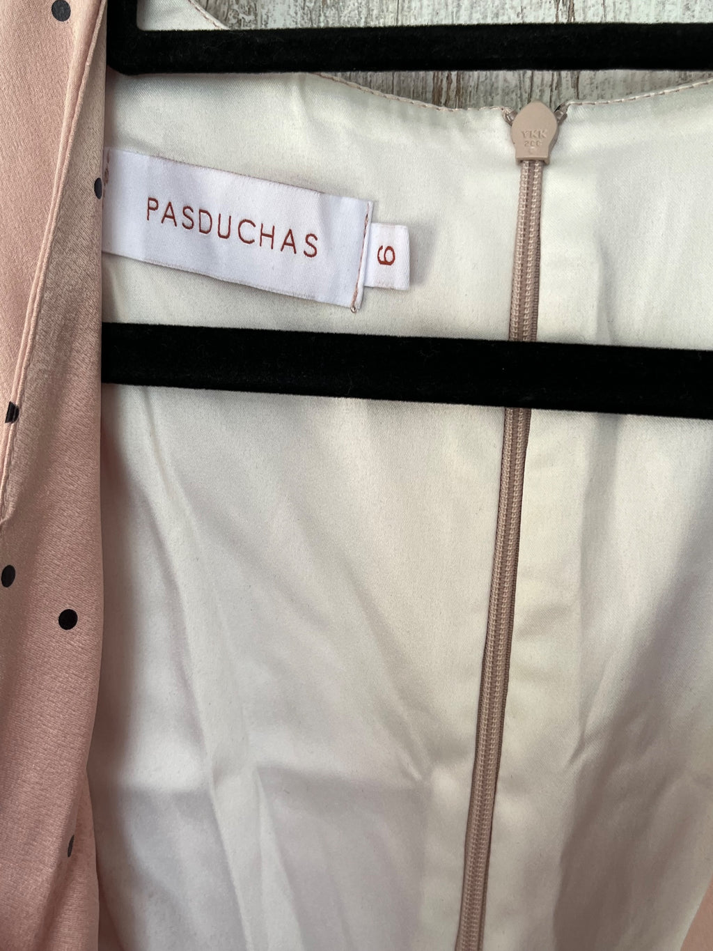 Pasduchas Pink Polka Dot Satin Tie Front Midi Dress Size 6 - Image 3