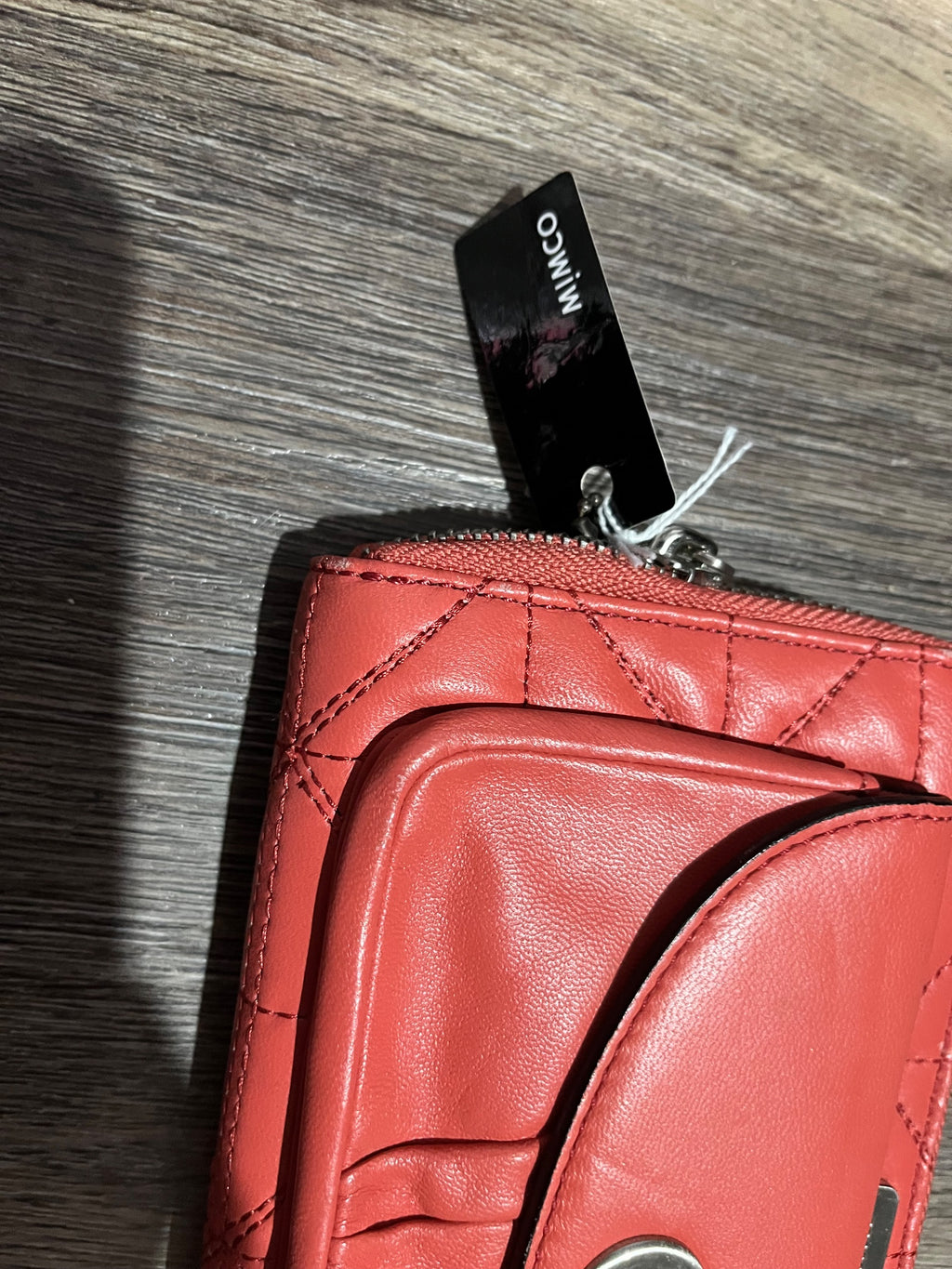 Mimco Quilted Leather Turn-Lock Zip-Around Wallet Red - Image 3