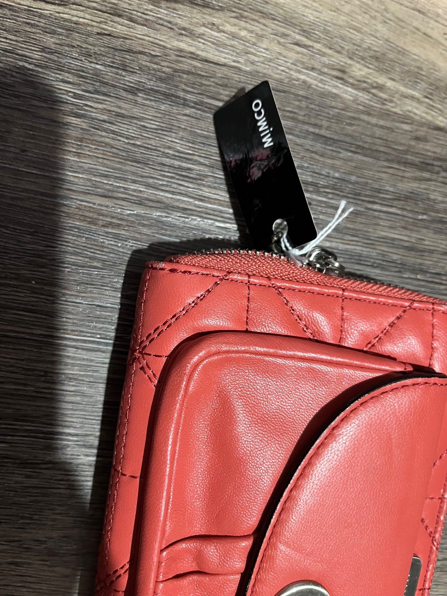 Mimco Quilted Leather Turn-Lock Zip-Around Wallet Red - Image 3