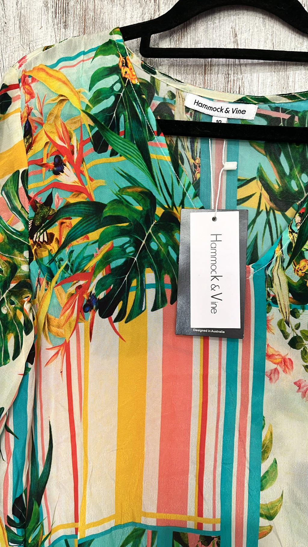Hammock & Vine Tropical Leaf Print Kimono Cover-Up Size 10 - Image 3