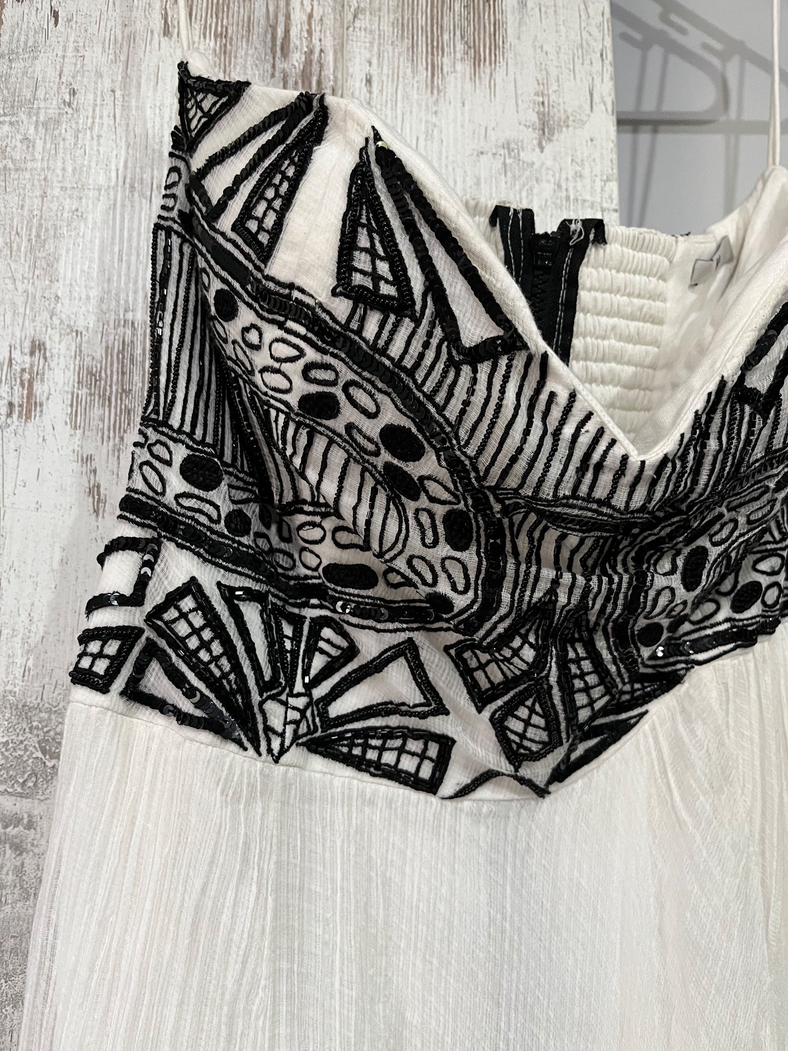 Aje.. Embroidered Cotton Maxi Dress White Black Size 12 - Image 3