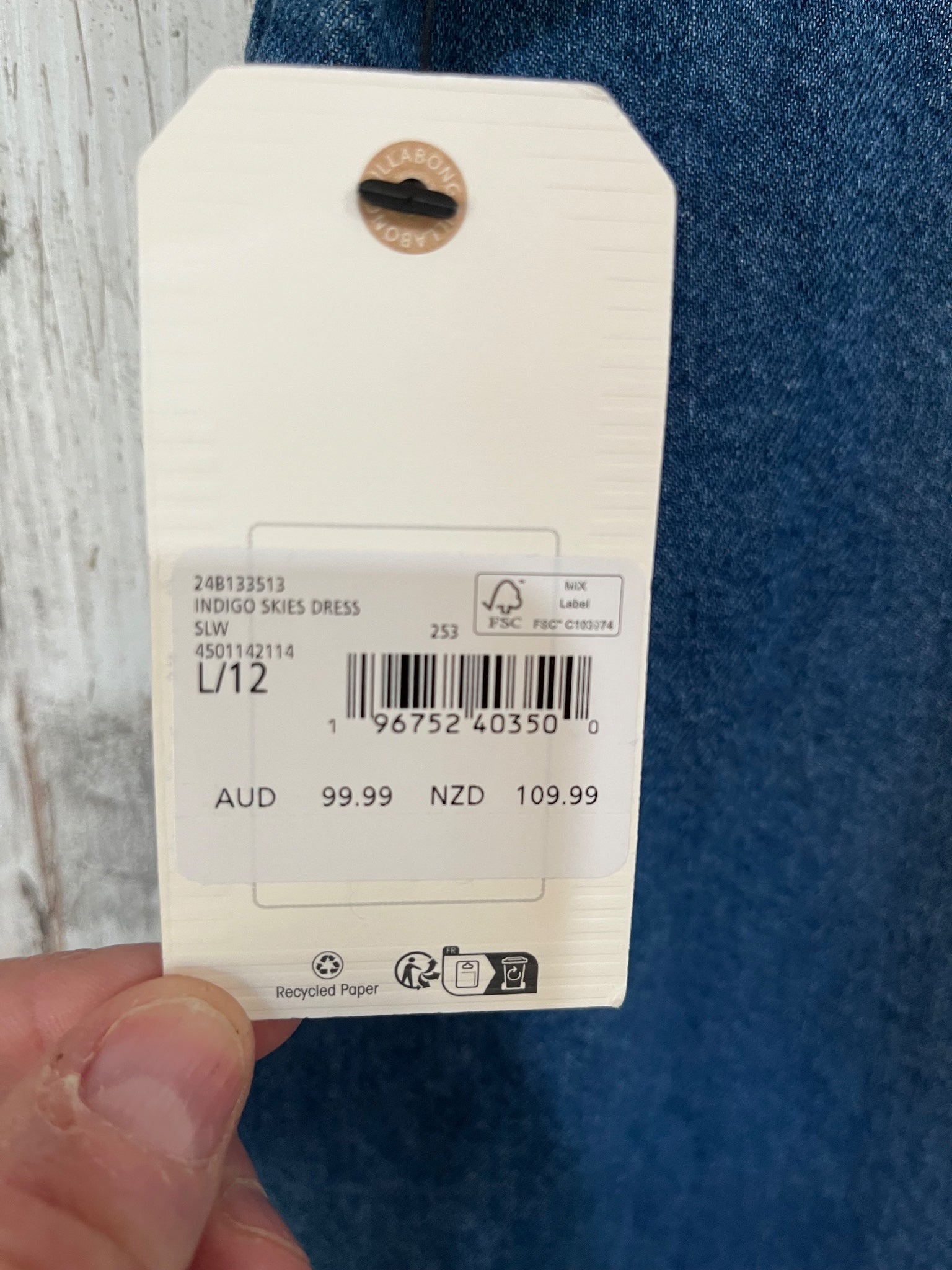 Billabong Indigo Skies Denim Cami Mini Dress Size 12 RRP $100 - Image 3