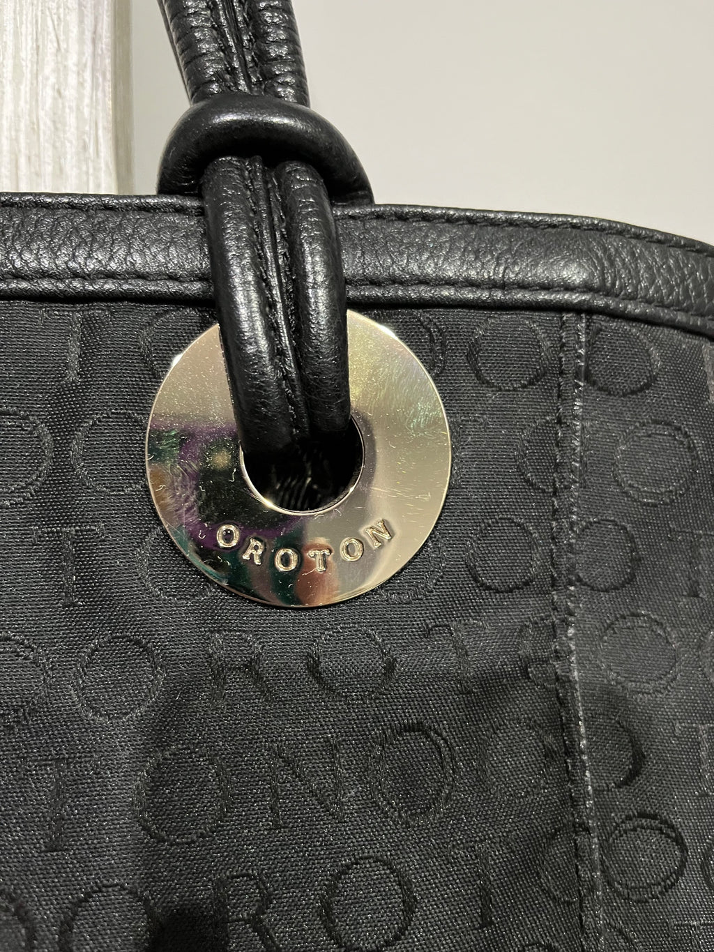 Oroton Stencil Medium Tote Bag Black Jacquard RRP $399 - Image 3