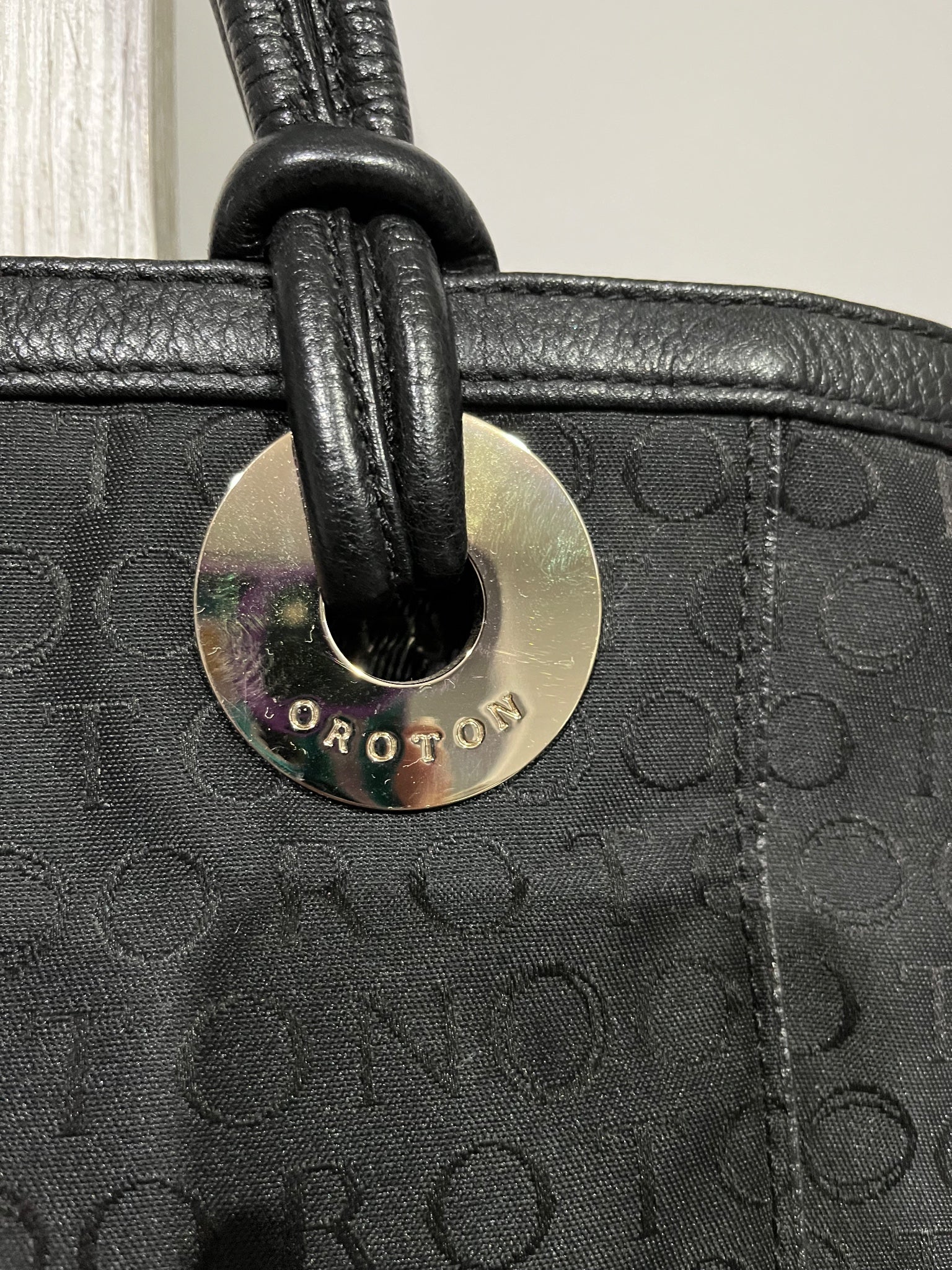 Oroton Stencil Medium Tote Bag Black Jacquard RRP $399 - Image 3