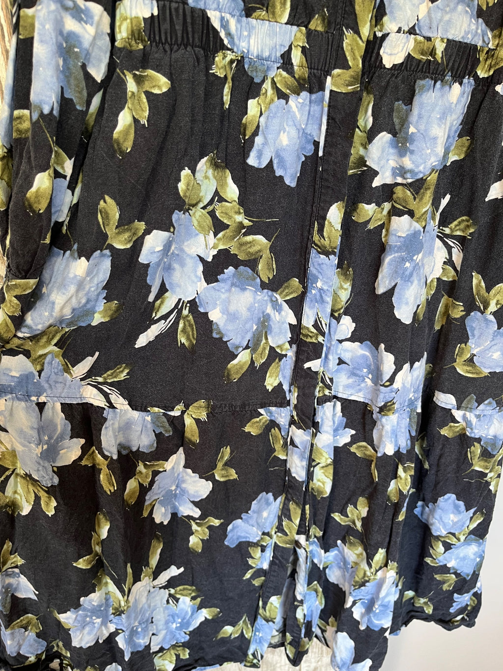 Witchery Floral Print Shirt Dress Black Blue Size 12 - Image 3