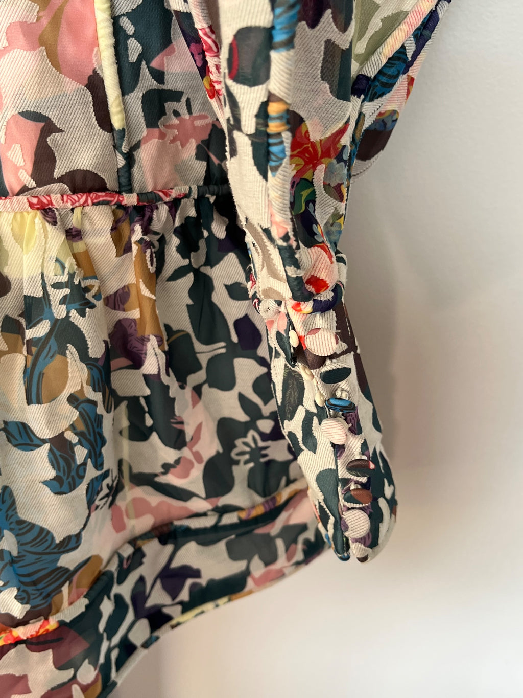 Mackenziemode Floral Print Long Sleeve Mini Dress AU 12 - Image 3