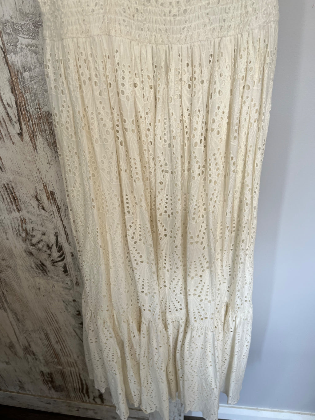 Something 4 Oliva White Eyelet Flutter Sleeve Maxi Dress - Image 3
