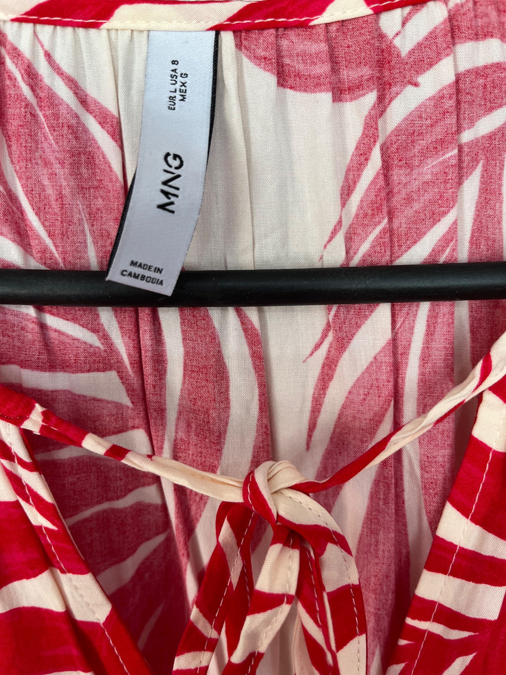 MNG Red And White Tropical Palm Leaf Print Sleeveless Maxi Dress - Image 3