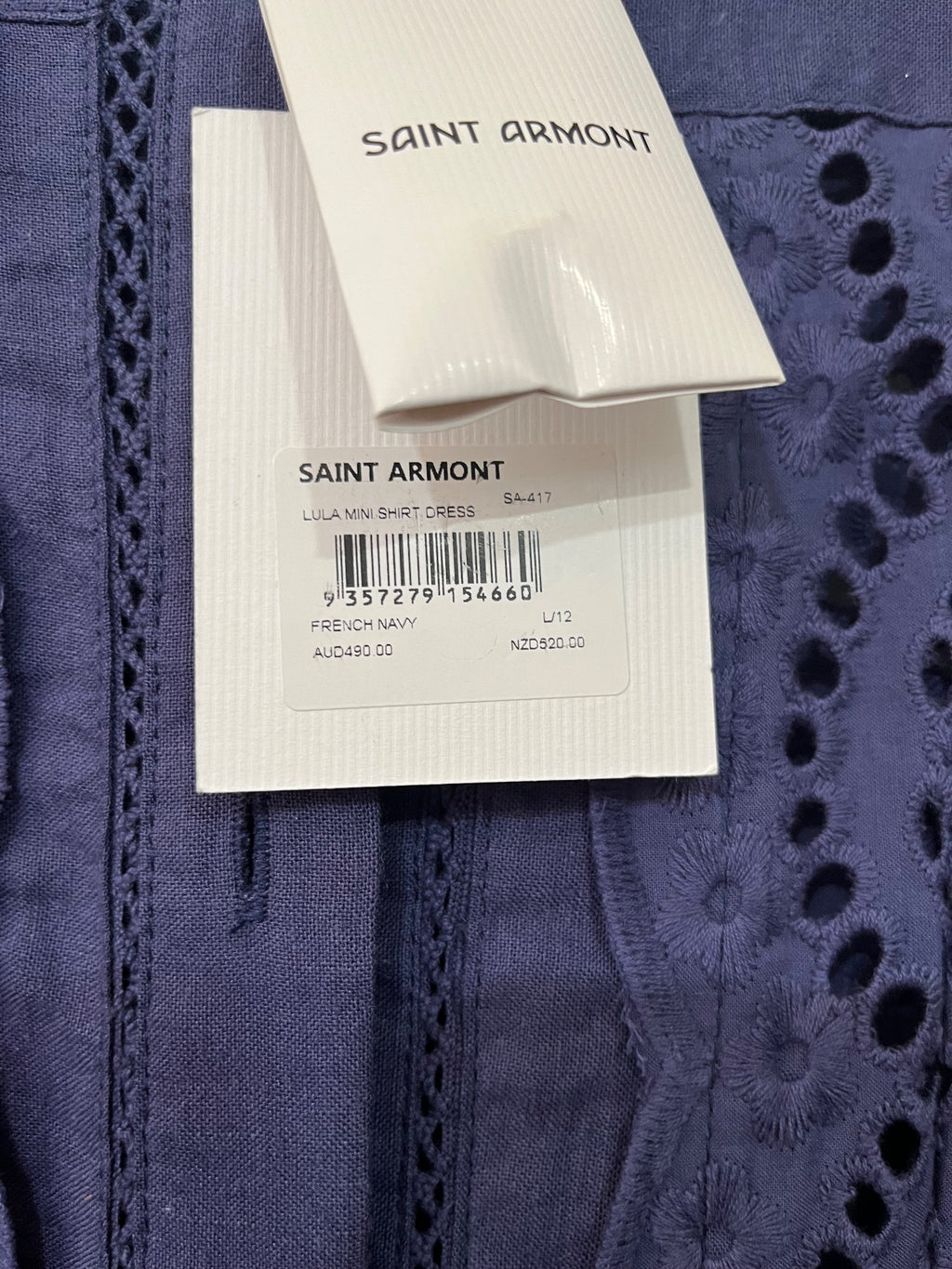 Saint Armont Lula Mini Shirt Dress French Navy Size 12 - Image 3