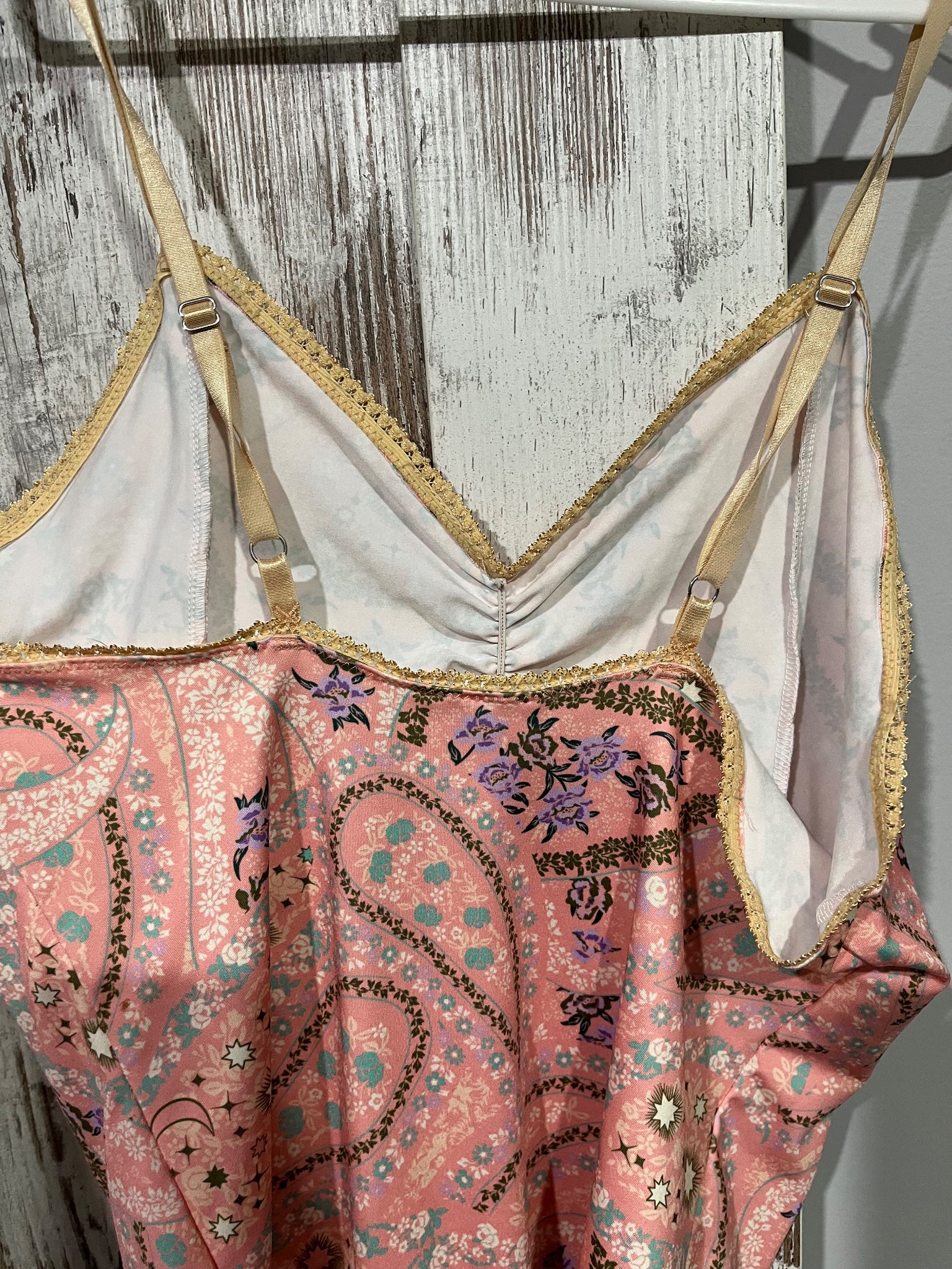 Spell & the Gypsy Pink Paisley Floral Satin Bodysuit XL  - Image 3