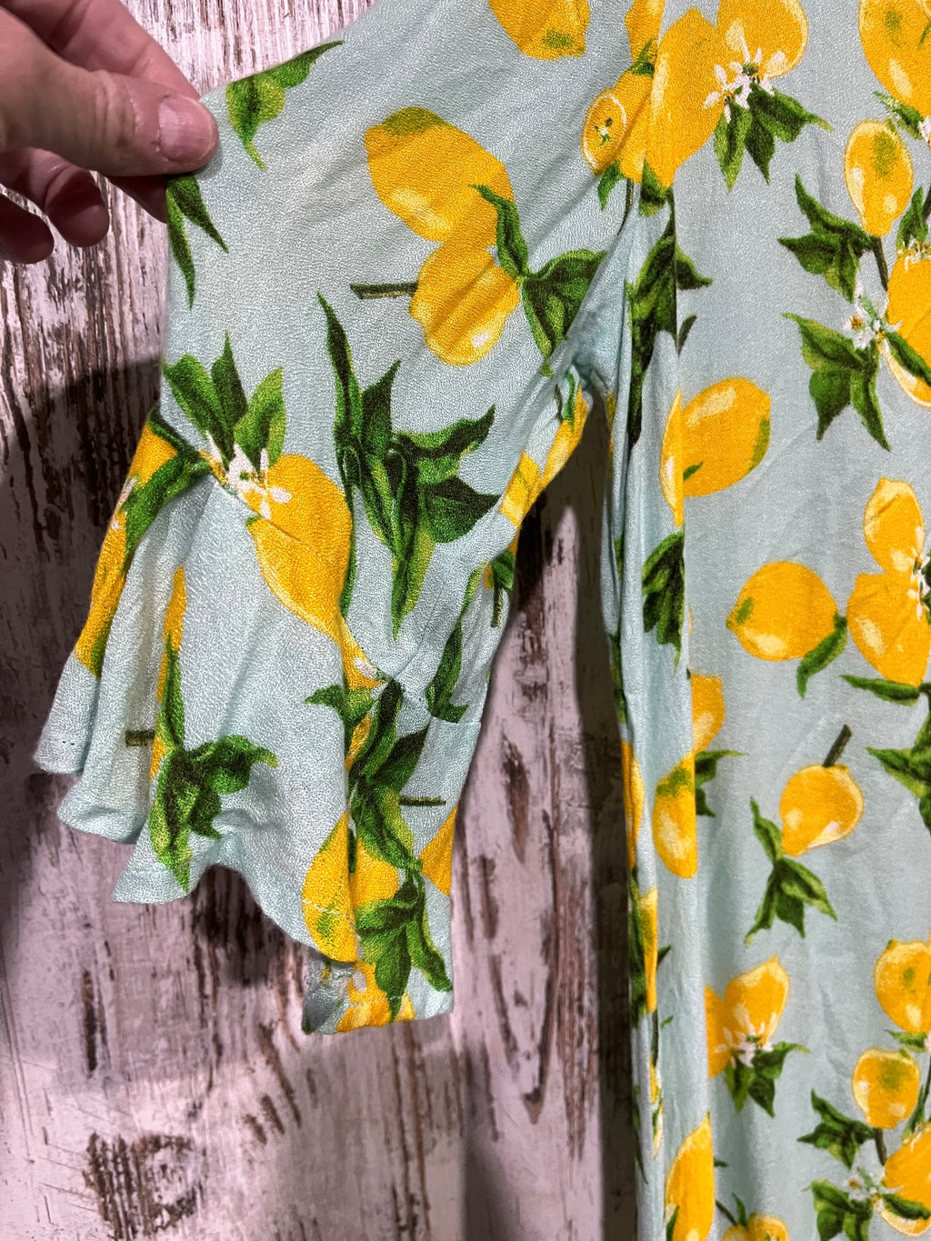 The Shanty Corporation Lemon Print Ruffle Hem Tunic Dress M - Image 3