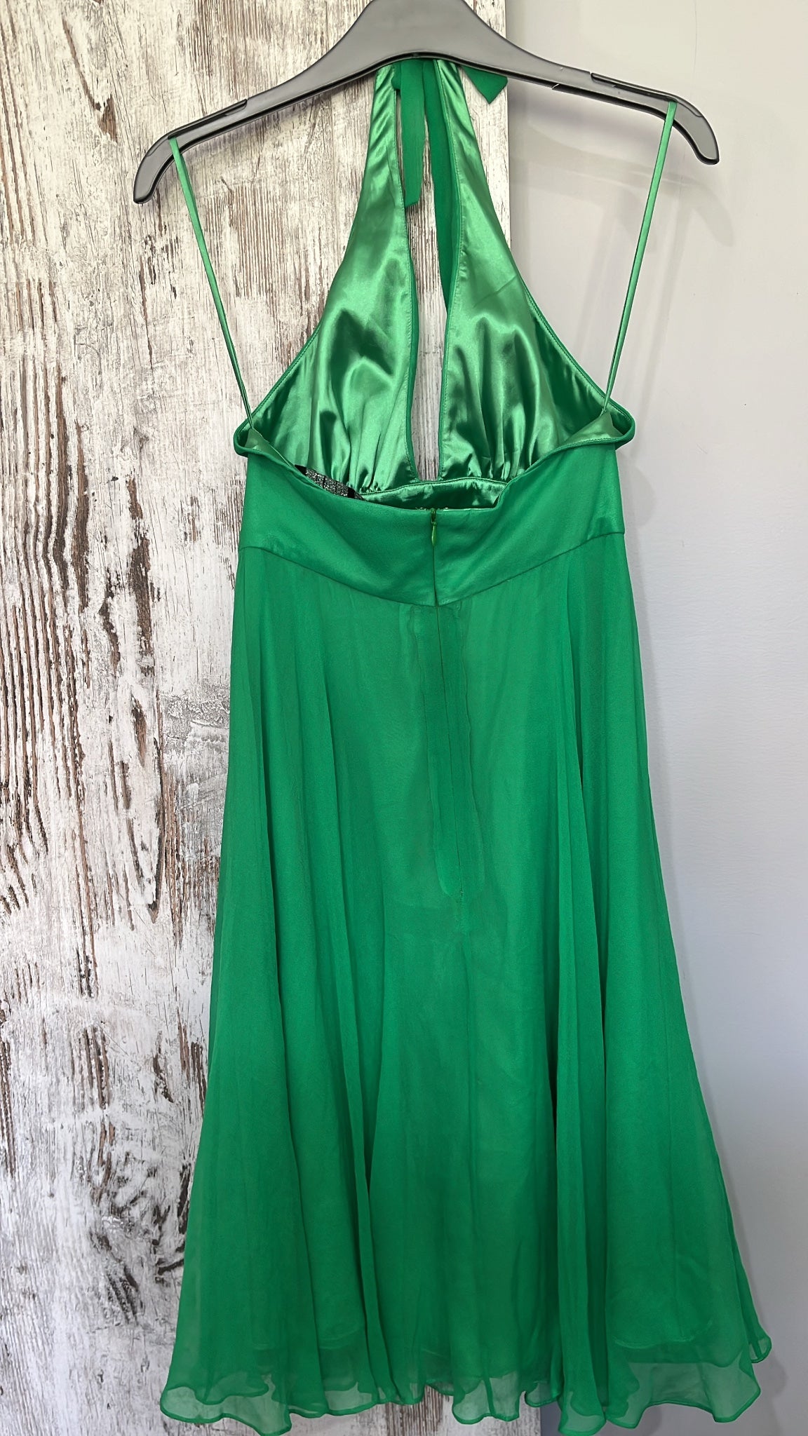 Alex Perry Green Halter Neck Chiffon A-Line Dress - Image 3