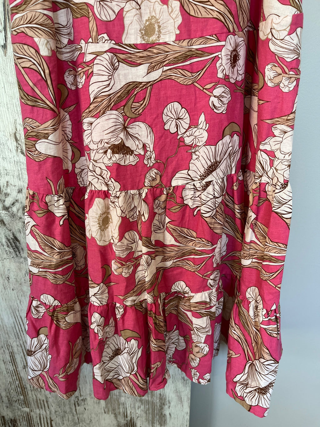 W.Lane Floral Sleeveless Tiered Midi Dress Pink Size 10 - Image 3