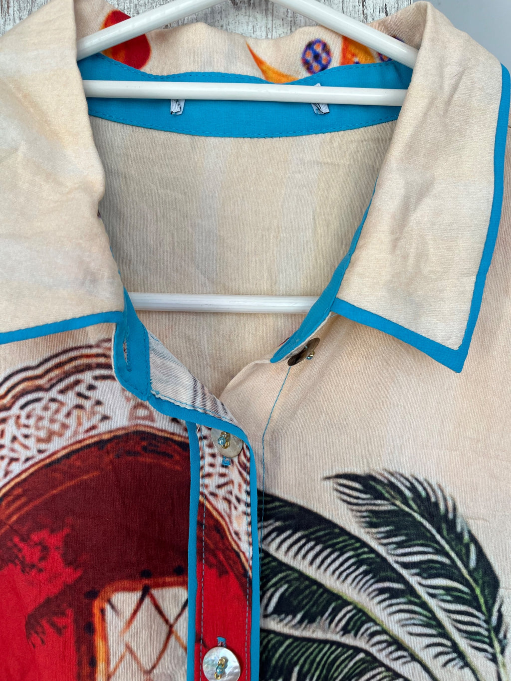 Hammock & Vine Tropical Palm Tree Print Button-Down Shirt Dress - Image 3