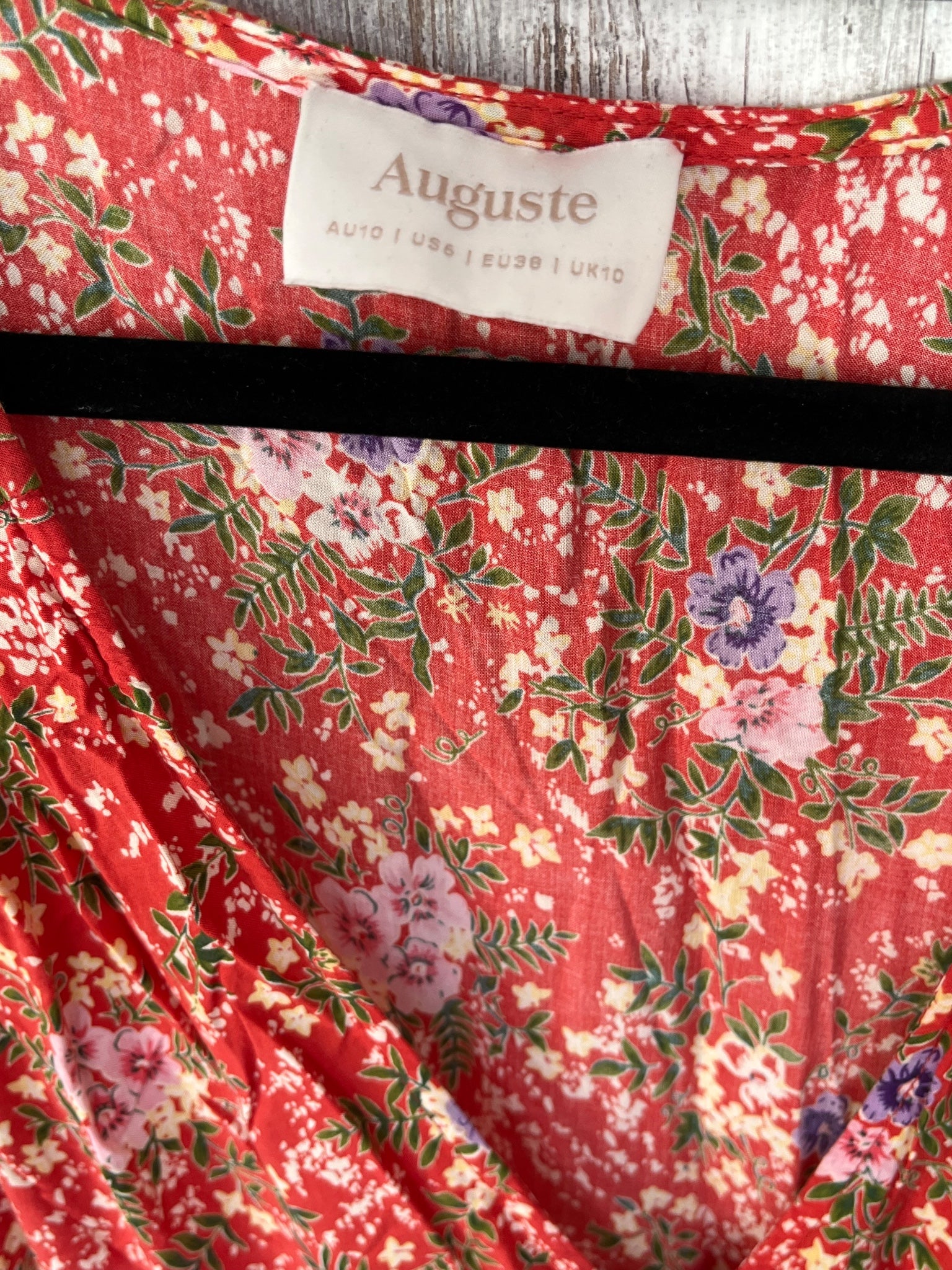 Auguste Red Floral Sleeveless Ruffle Hem Dress - Image 3