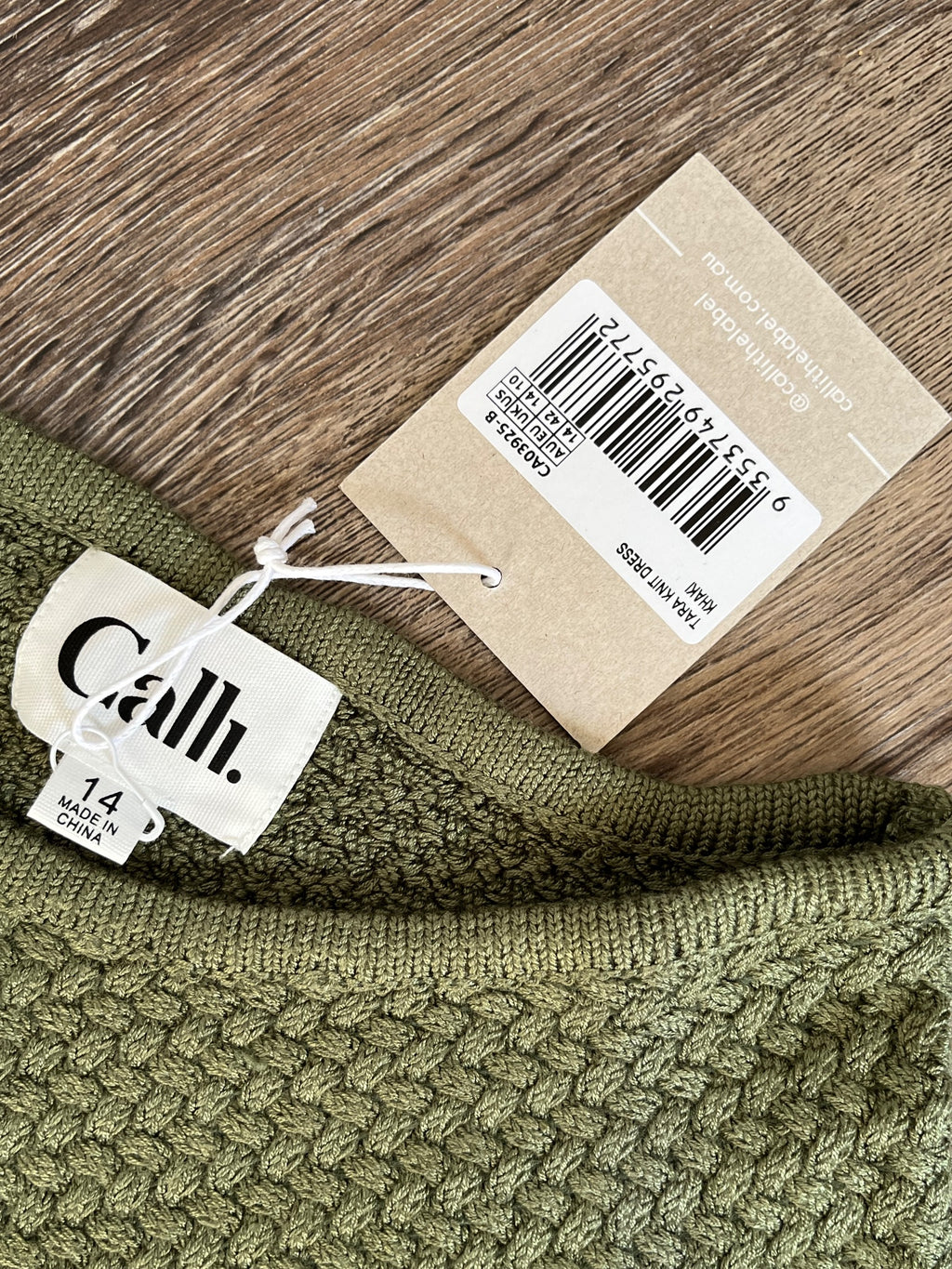 Calli.. Tara Knit Midi Dress Khaki Size 14 - Image 3