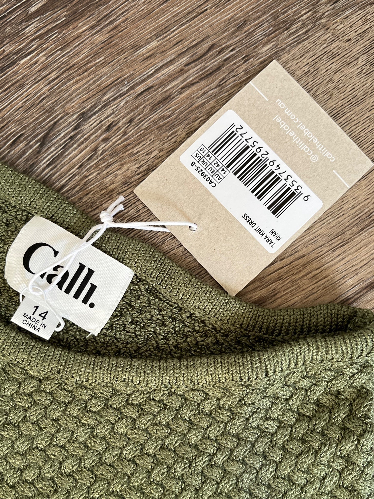 Calli.. Tara Knit Midi Dress Khaki Size 14 - Image 3