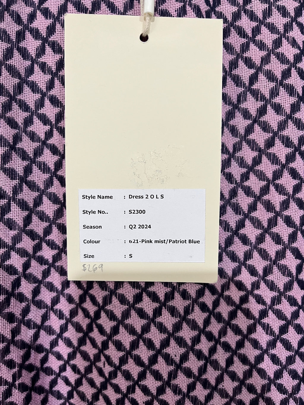 Summery Copenhagen Pink And Patriot Blue Geometric Drop Hem Dress RRP$269 - Image 3