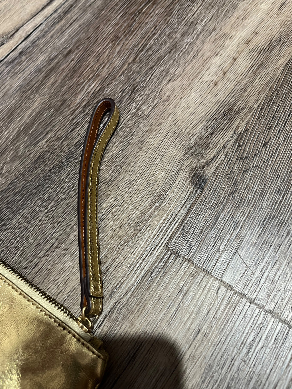 Oroton Metallic Gold Leather Wristlet Clutch - Image 3
