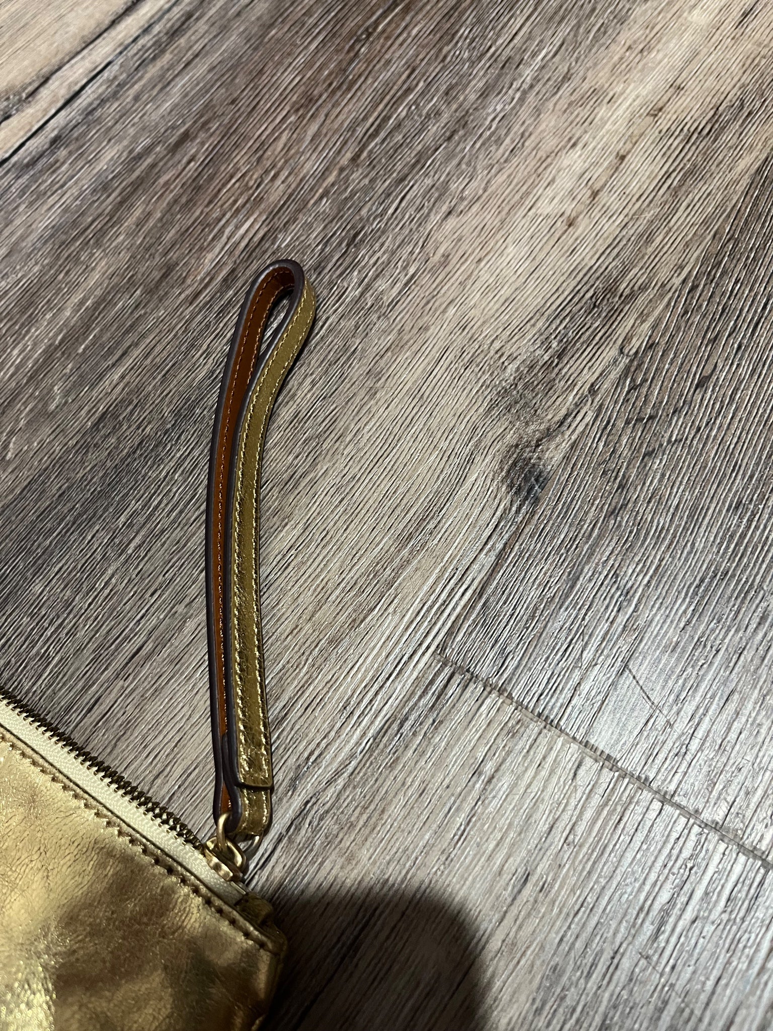Oroton Metallic Gold Leather Wristlet Clutch - Image 3