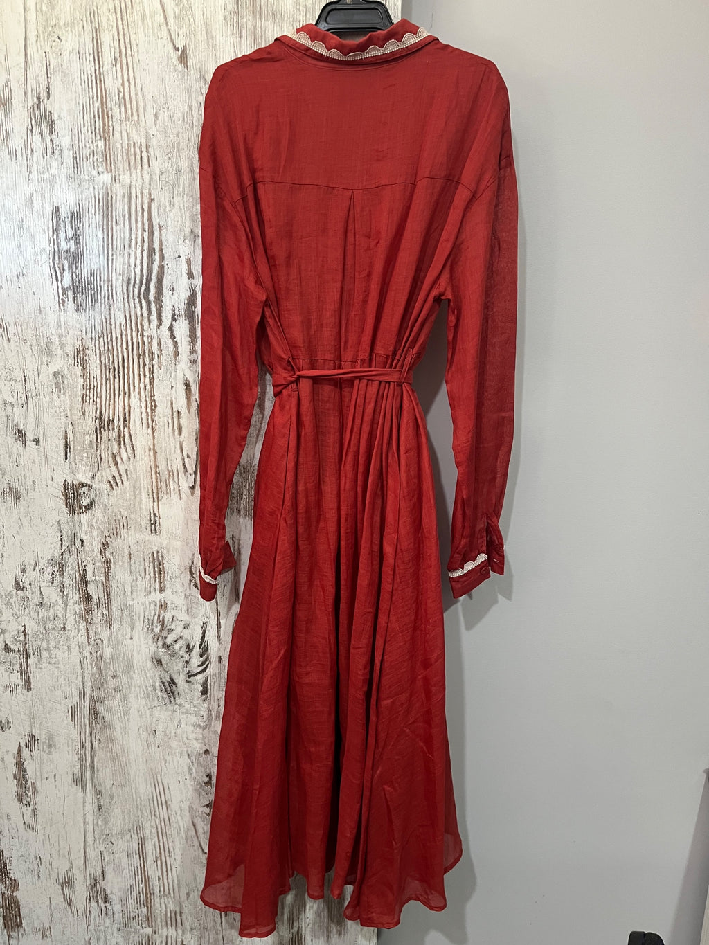 La Maise Studio Lyon Shirt Maxi Dress in Rust Red - Image 3