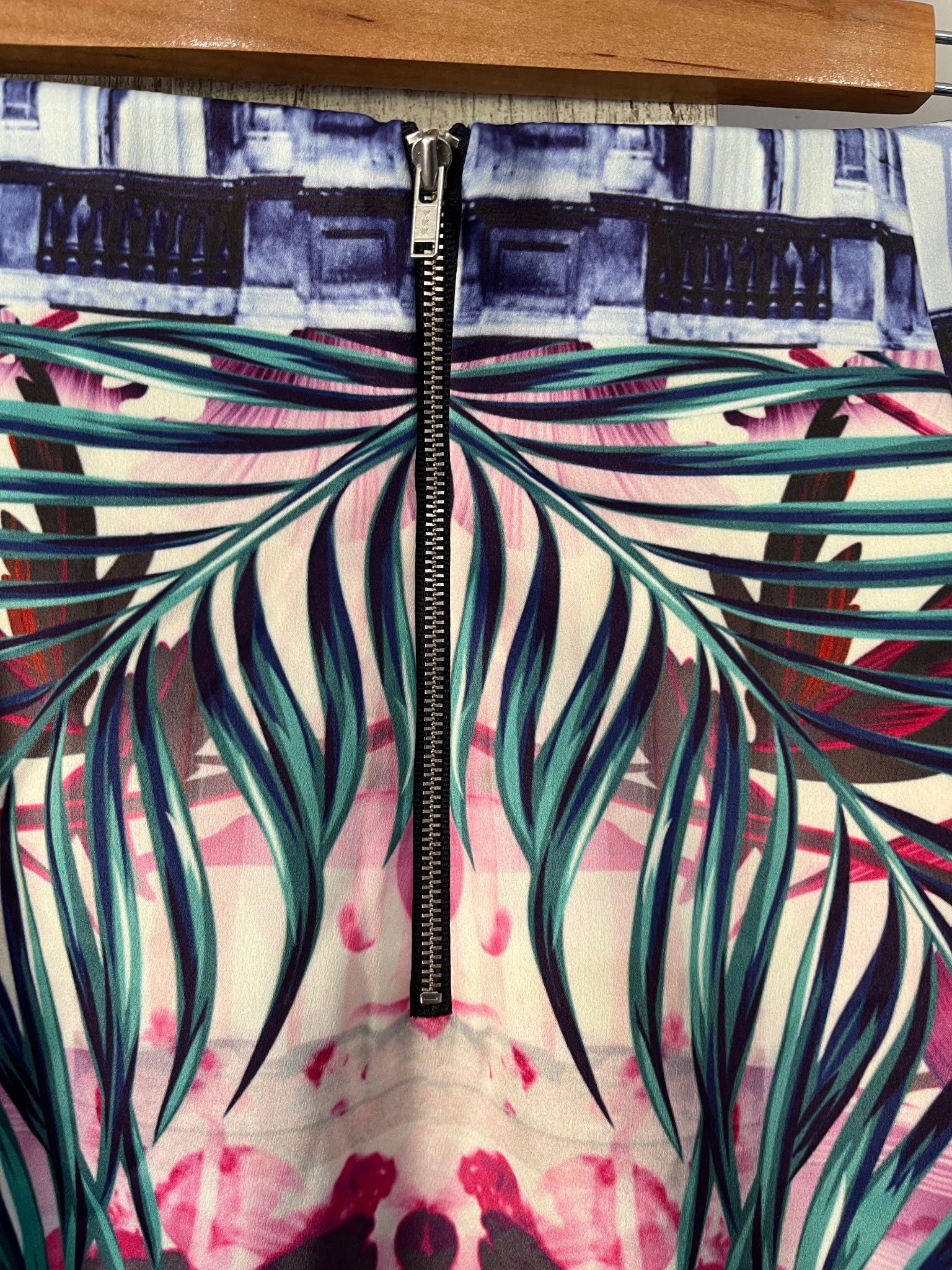 Mackenzie Mode Tropical Floral High-Low Midi Skirt Size 14 - Image 3