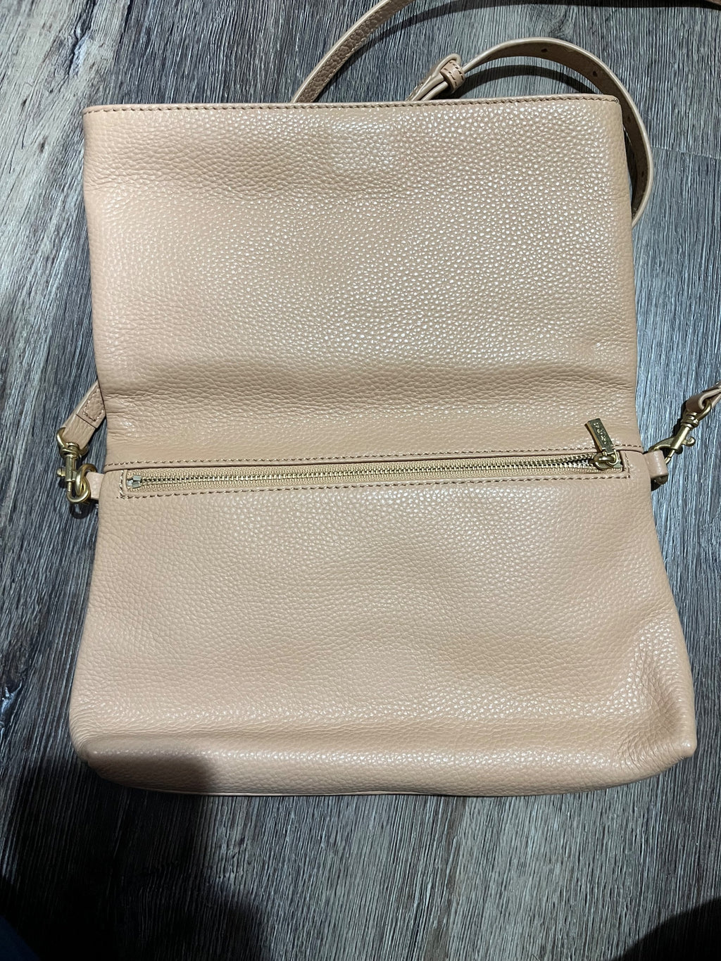 Oroton Pebbled Leather Crossbody Bag Beige - Image 3