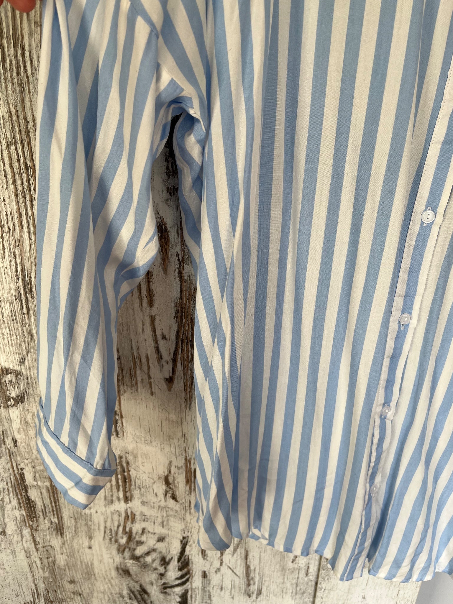 Willow & Tree Blue and White Striped Oversized Button-Down Shirt Size 14 - Image 3