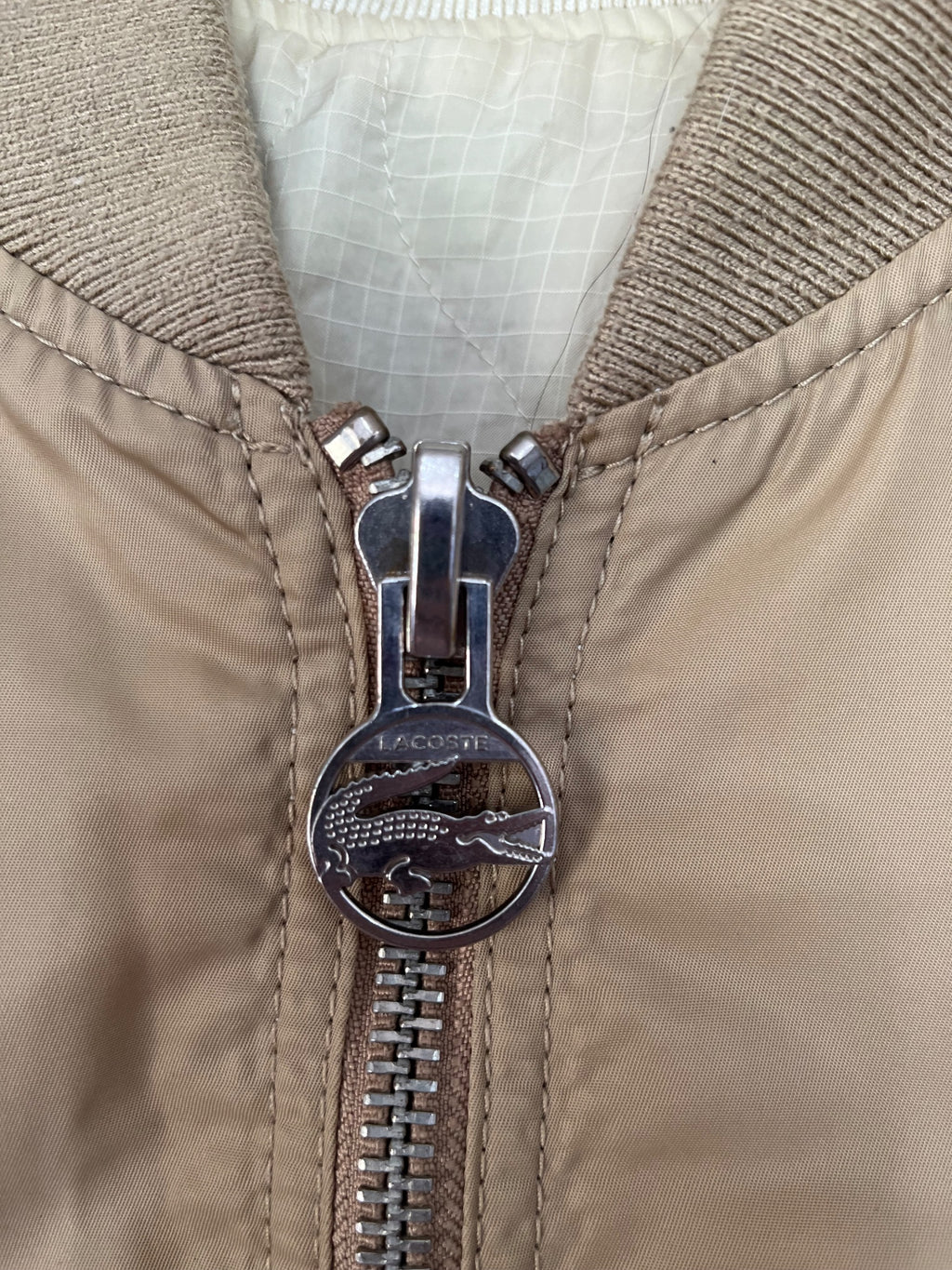 Lacoste Reversible Bomber Jacket Tan Cream RRP $450 - Image 3