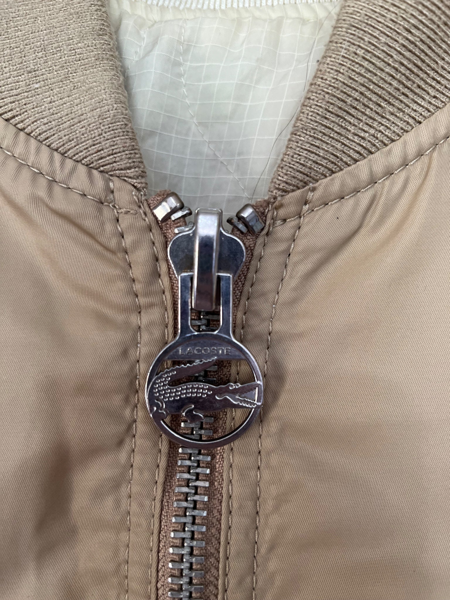 Lacoste Reversible Bomber Jacket Tan Cream RRP $450 - Image 3